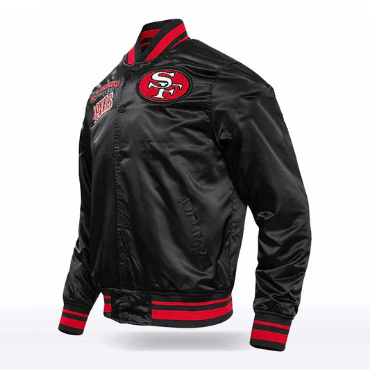 49ers Black Satin Varsity Jacket