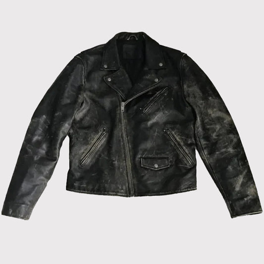 90s Distressed Black Biker Leather Jacket 90s Distressed Black Biker Leather Jacket