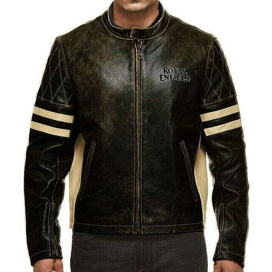 Black Royal Enfield Cafe Racer Motorcycle Jacket Black Royal Enfield Cafe Racer Motorcycle Jacket