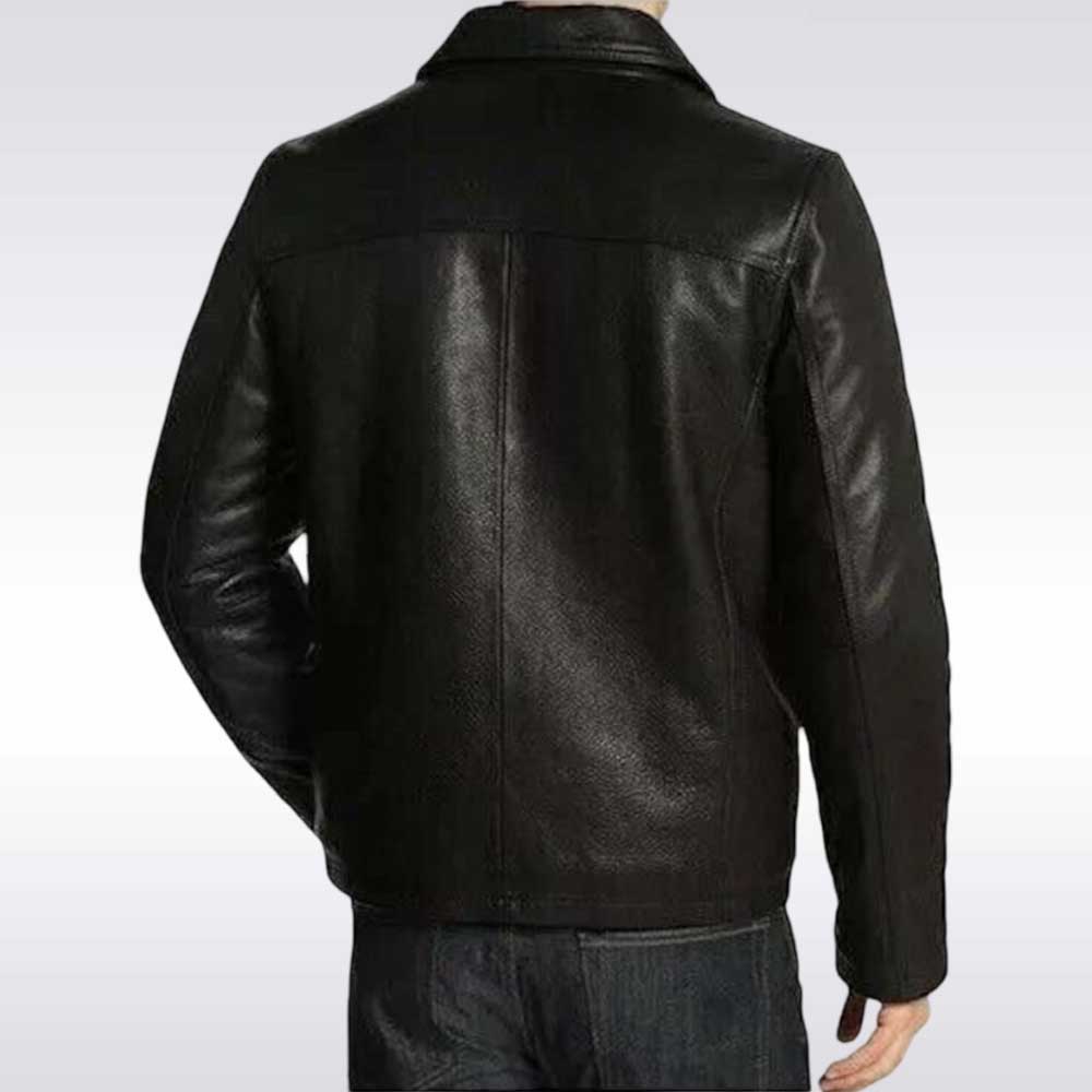 Black Cafe Racer Leather Jacket