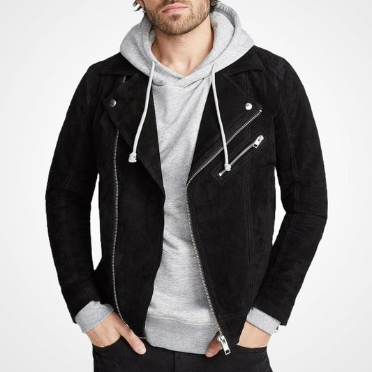 Men's Black Suede Leather Biker Jacket Men's Black Suede Leather Biker Jacket