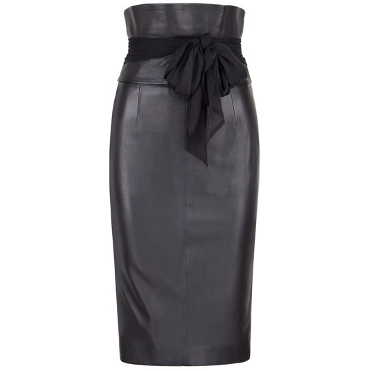 Black Women's High Waist Leather Pencil Skirt Black Leather Pencil Skirt for Women - High Waist Leather Skirt