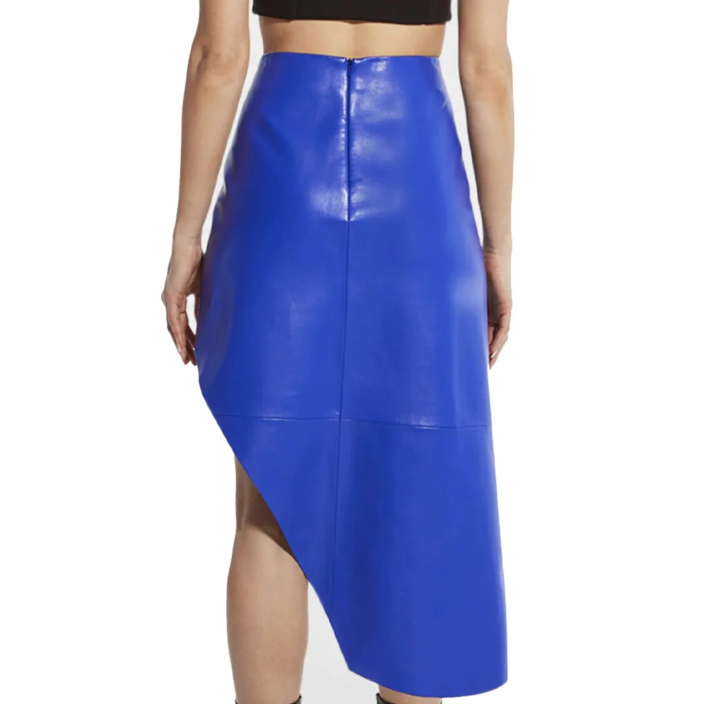 Blue Leather Skirt For Women