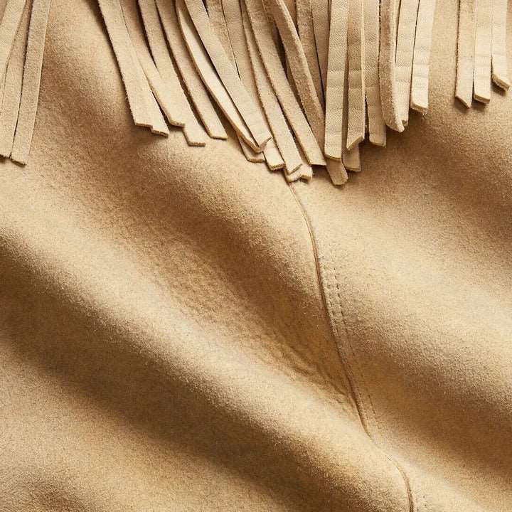 Brown Western Suede Leather Jacket For Men With Fringes