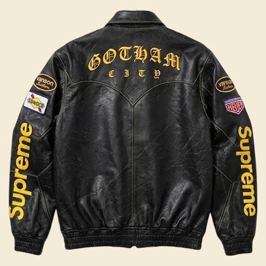 Buy Supreme Batman black leather jacket online