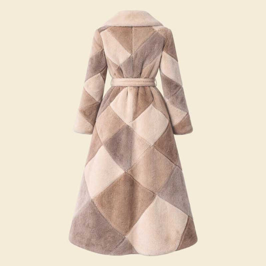 Buy patchwork faux fur maxi coat plush winter jacket