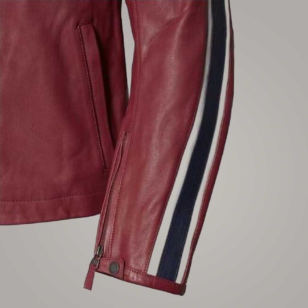 CE Armor BMW Maroon Cafe Racer Riding Jacket by Jackets Kingdom