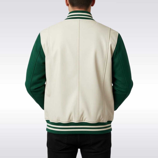 Classic College Bomber Varsity Jacket with Custom Embroidered Logo