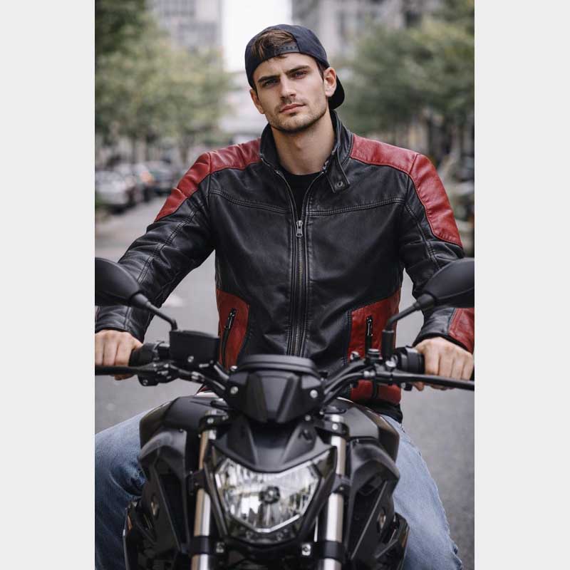 Deadshot Red and Black Biker Motorcycle Leather Jacket inner lining with soft viscose material for comfort