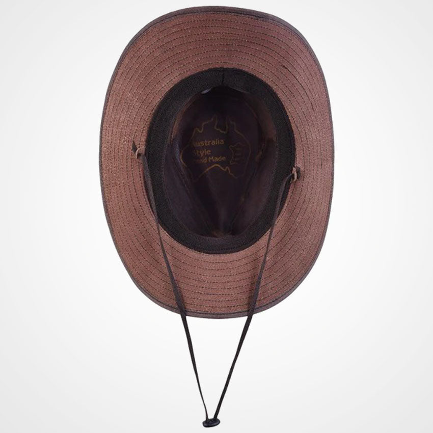 Distressed Brown Leather Outback Hat