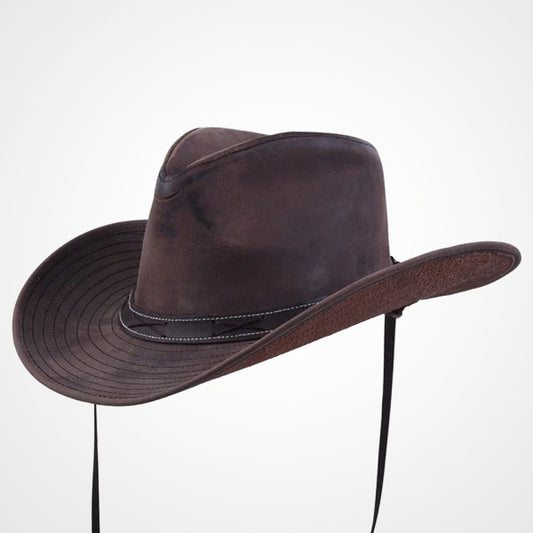 Distressed Brown Leather Outback Hat Distressed Brown Leather Outback Hat