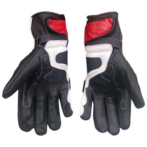 Ducati Corse Leather Motorcycle Racing Gloves with Hard Knuckle Protection
