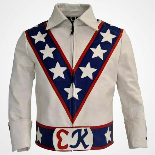 Evel Knievel Style Leather Motorcycle Jacket