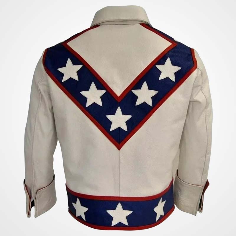 Evel Knievel Style Leather Motorcycle Jacket Back