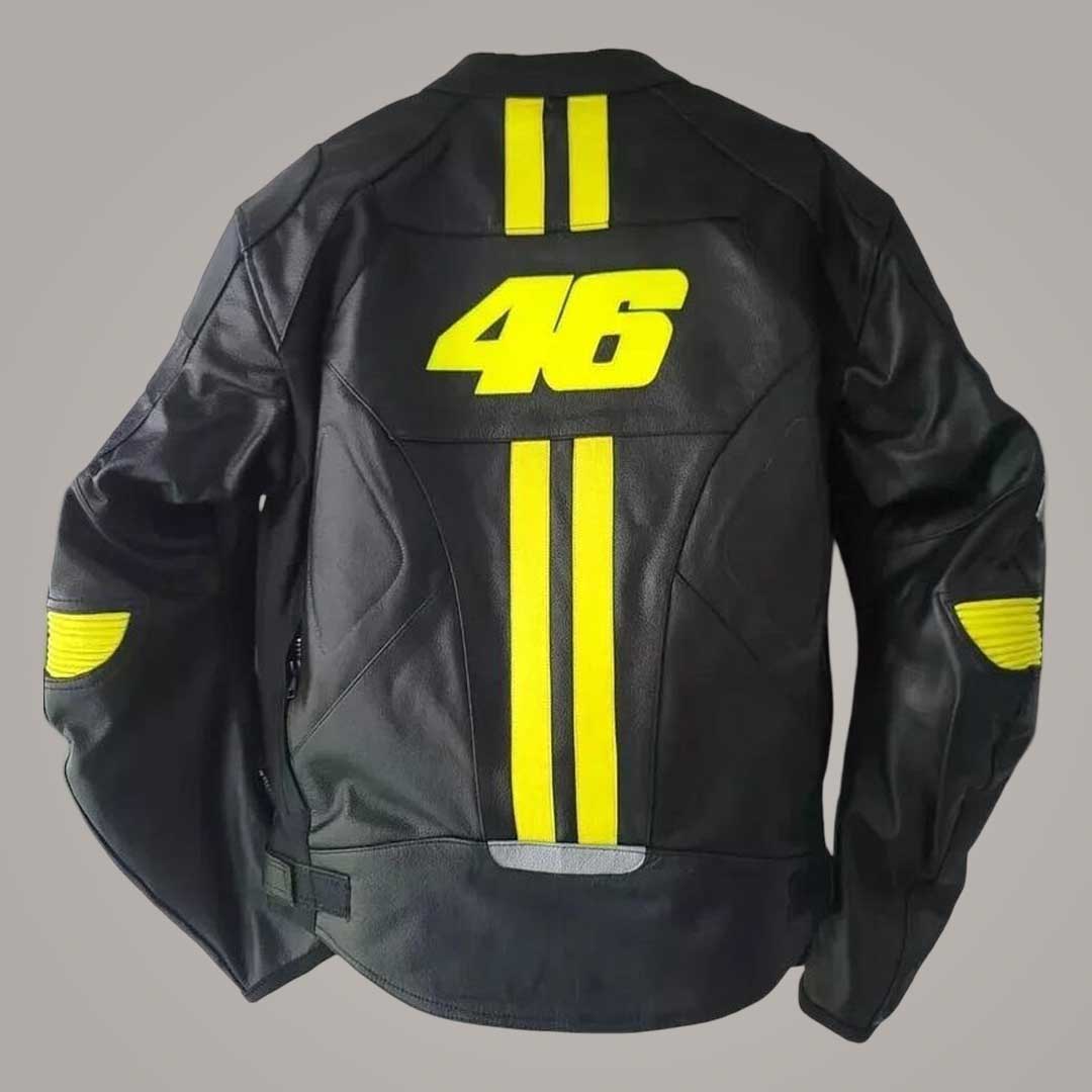 Genuine Cowhide Racing Jacket with VR46 Logo and CE Shoulder Armor by Jackets Kingdom