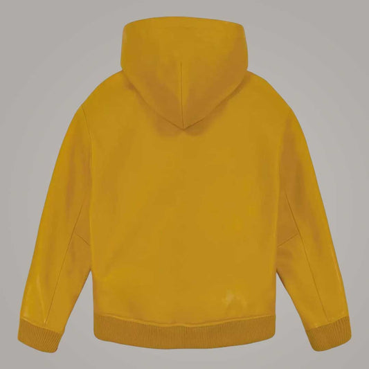 Genuine Nappa Leather Bomber Hoodie with Embroidered Avirex Script Logo by Jackets Kingdom