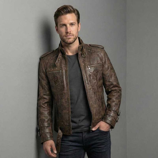 Genuine sheep leather gothic coat featuring metal hardware and vampire inspired styling