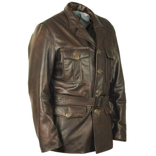 New Dark Brown Goldfish Leather Pea Coat New Dark Brown Goldfish Leather Pea Coat