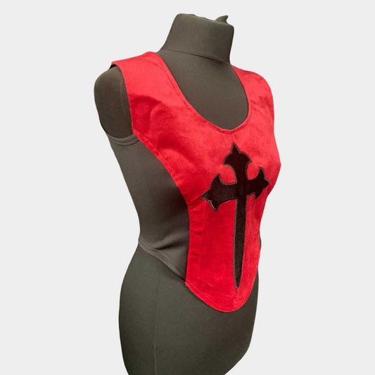 Gothic Vintage Red Velvet Corset Top for Women