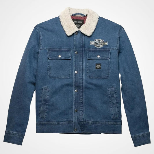 Harley Davidson Blue Denim Jacket with Fur Collar Harley Davidson Blue Denim Jacket with Fur Collar