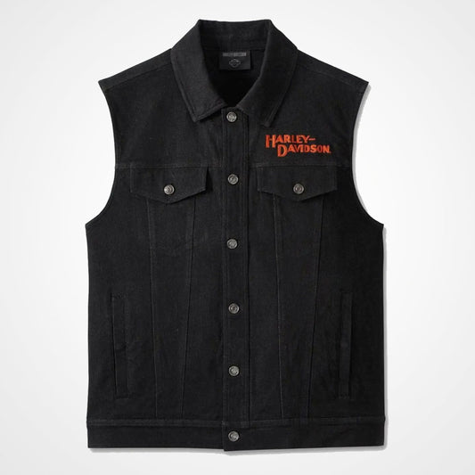 Harley Davidson Whiplash Black Denim Vest Harley Davidson Whiplash Black Denim Vest