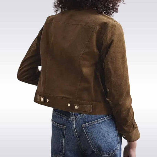 Jennifer Garner Brown Corduroy Bomber Jacket