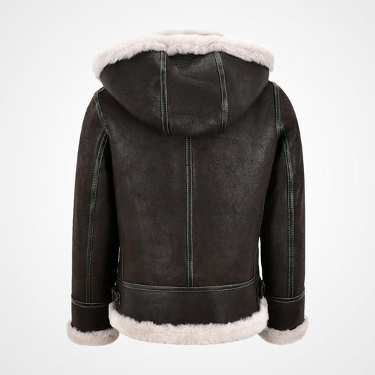 Ladies B3 Sheepskin Bomber Jacket with Detachable Hood