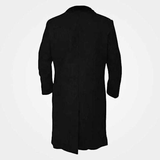 Long Gothic wool overcoat featuring button front closure by Jackets Kingdom