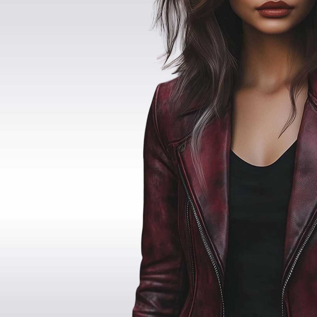 Luxury Maroon Sheepskin Leather Coat for Women