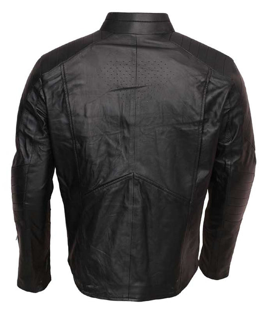 Men Black Superman Smallville Leather Jacket with Embossed S Logo