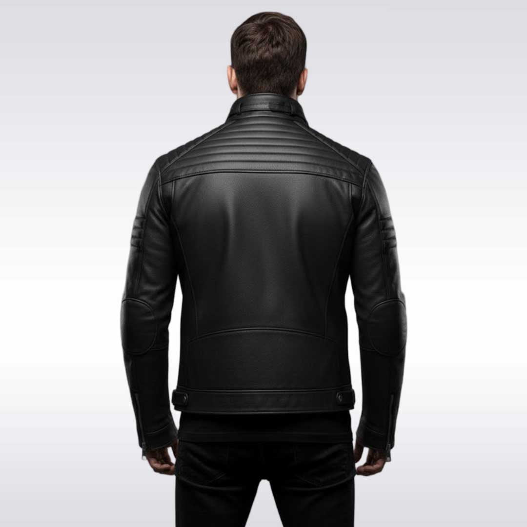 Men's Cyberpunk Techwear Leather Jacket Futuristic Moto Coat