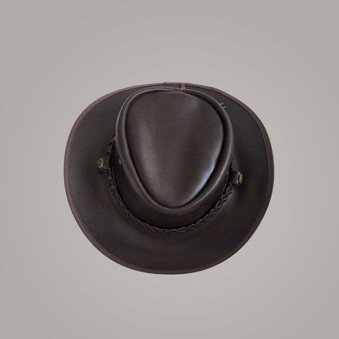 Men's and Women's Black Leather Outback Sun Protection Hat by Jackets Kingdom