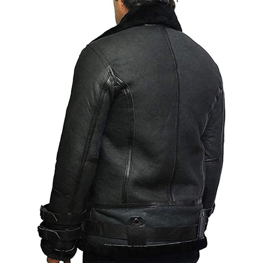 Men's Black B3 RAF Aviator Sheepskin Bomber Jacket