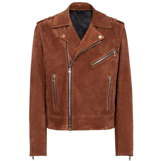 Men's Brown Suede Leather Biker Jacket Men's Brown Suede Leather Biker Jacket