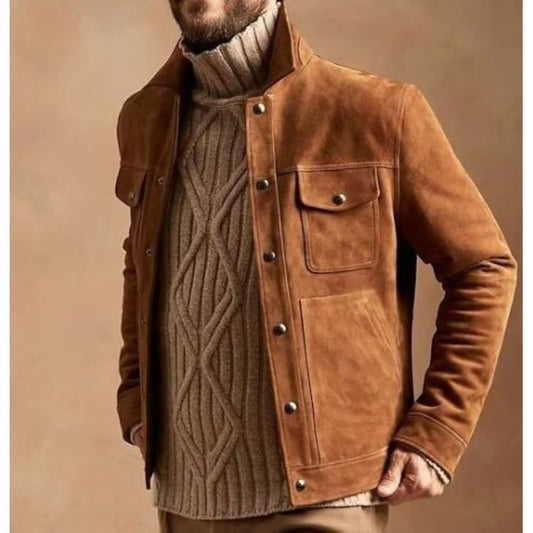 Men's Brown Suede Trucker Jacket Men's Brown Suede Trucker Jacket