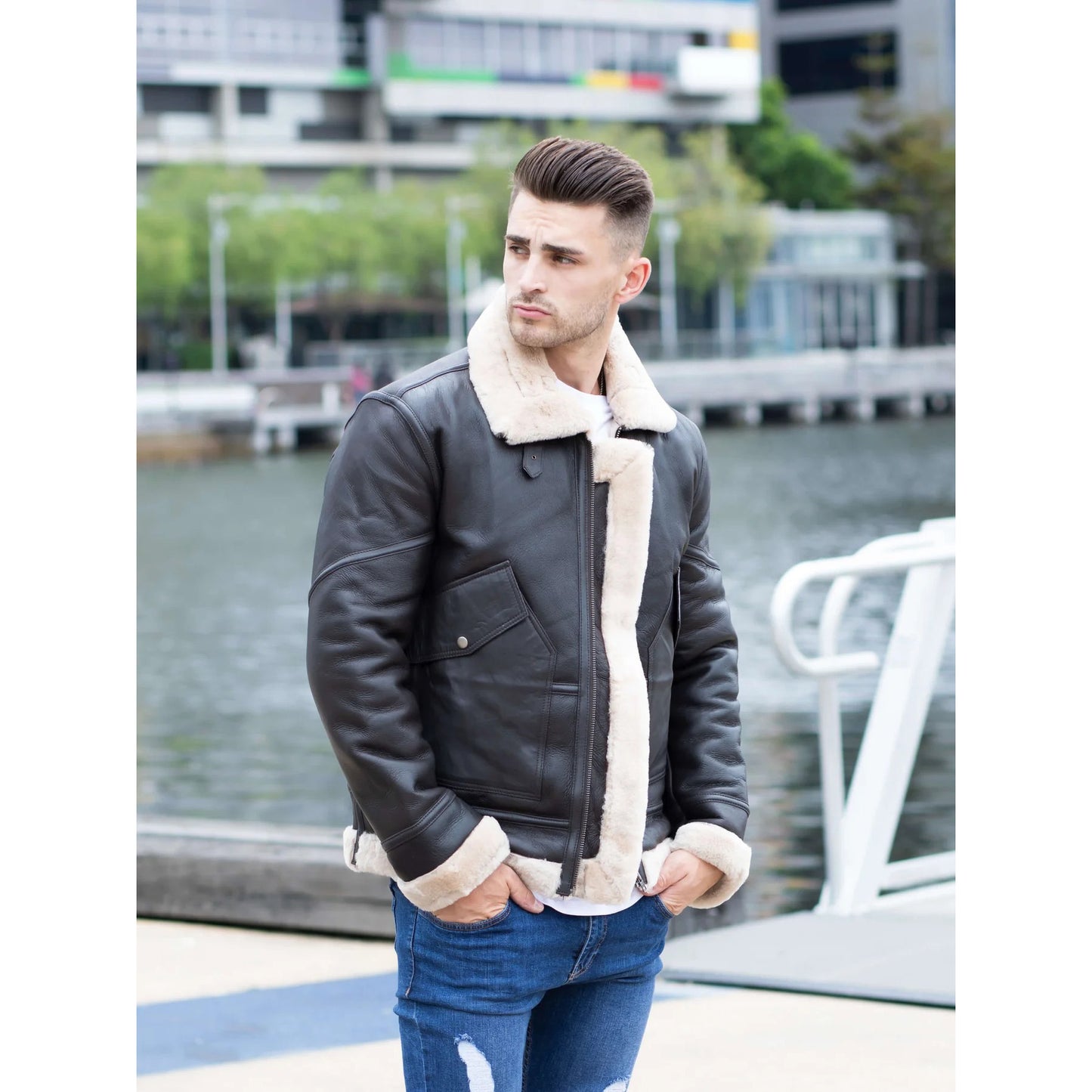 Men's Airforce Style Shearling Leather Jacket