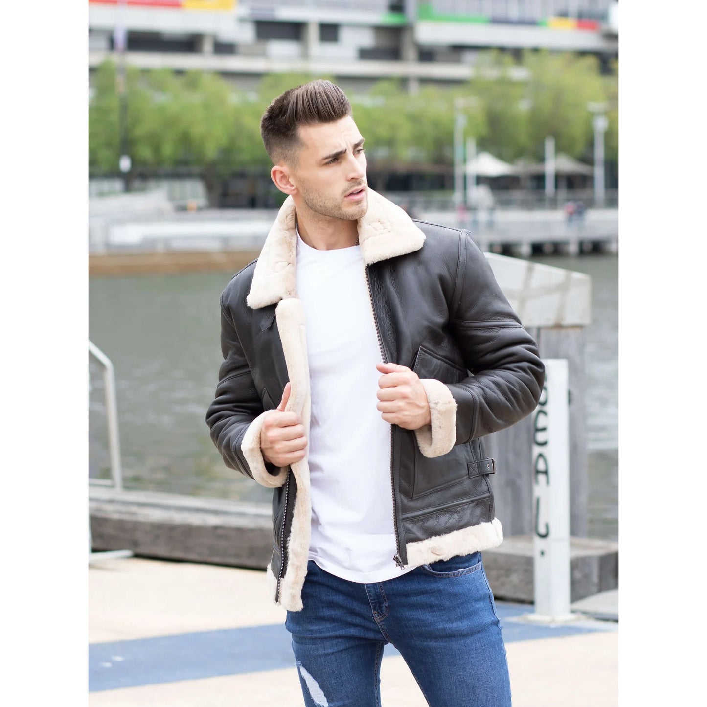 Men's Airforce Style Shearling Leather Jacket