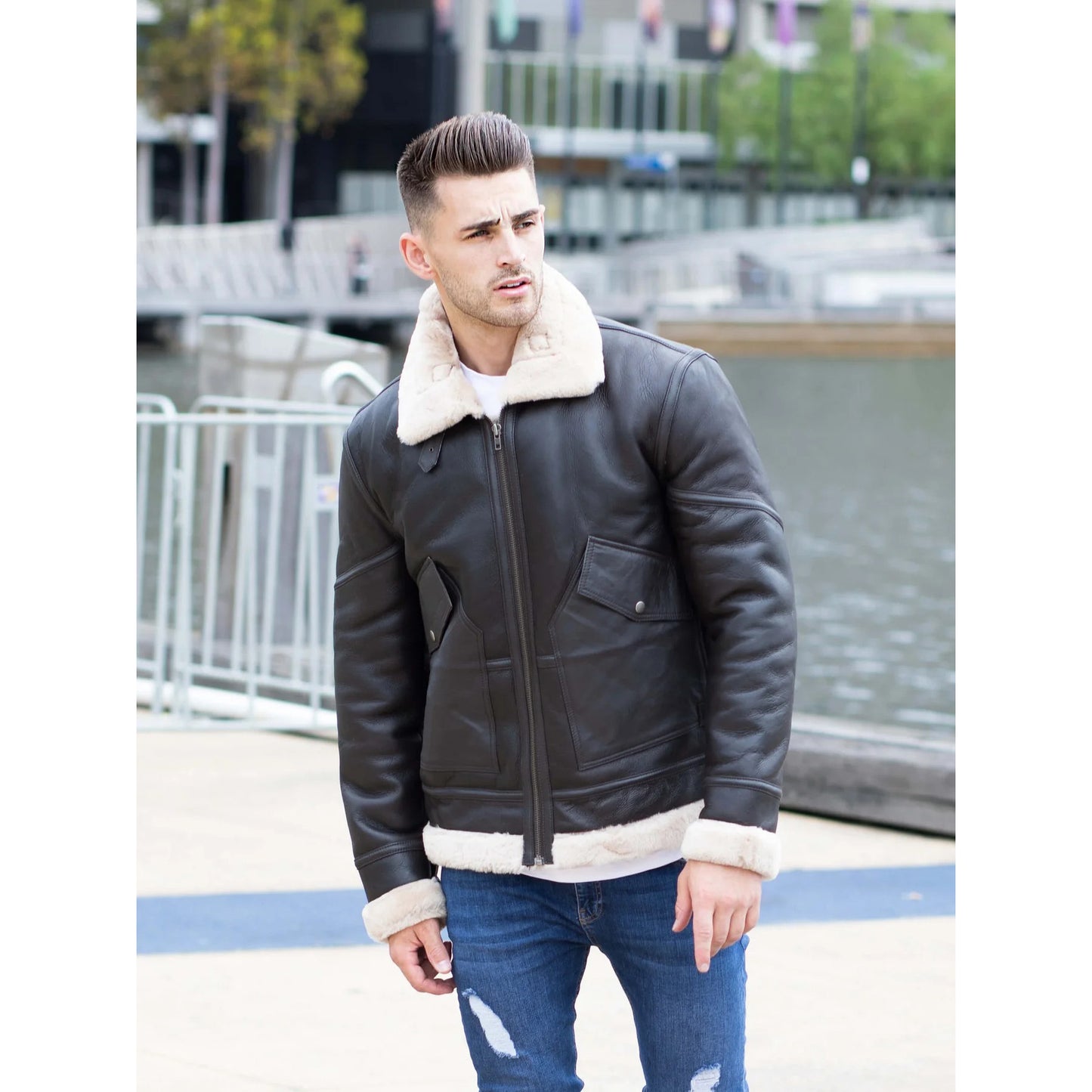 Men's Airforce Style Shearling Leather Jacket