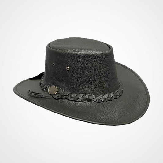 Men's Black Lambskin Leather Cowboy Hat Men's Black Lambskin Leather Cowboy Hat