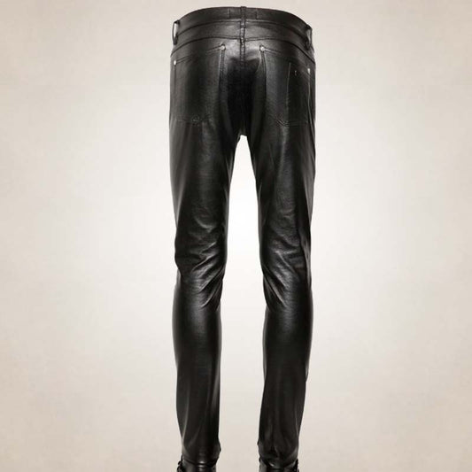 Men’s Black Skinny Fit Leather Pants