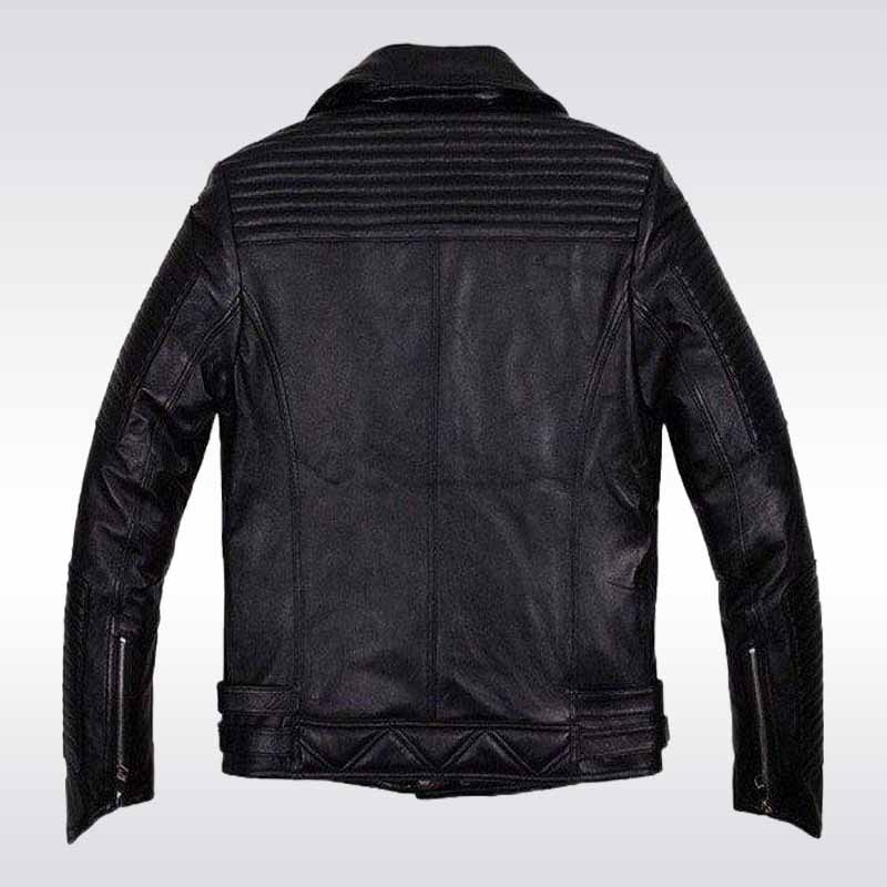 Men's Slim Fit Black Leather Biker Jacket - Jackets Kingdom