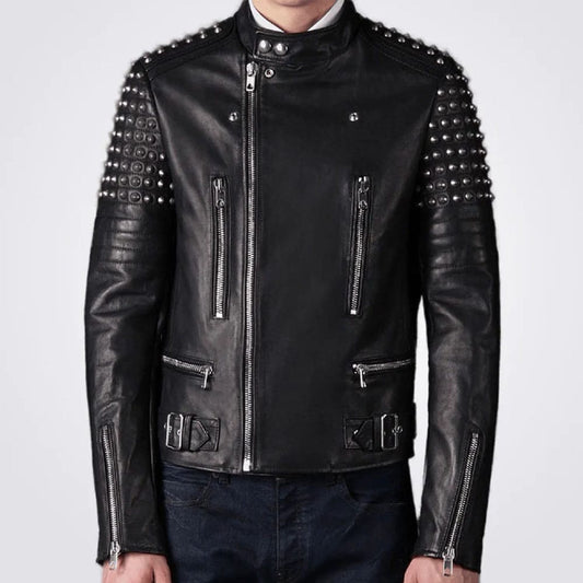Men's Black Studded Leather Fashion Jacket Black Studded Leather Fashion Jacket