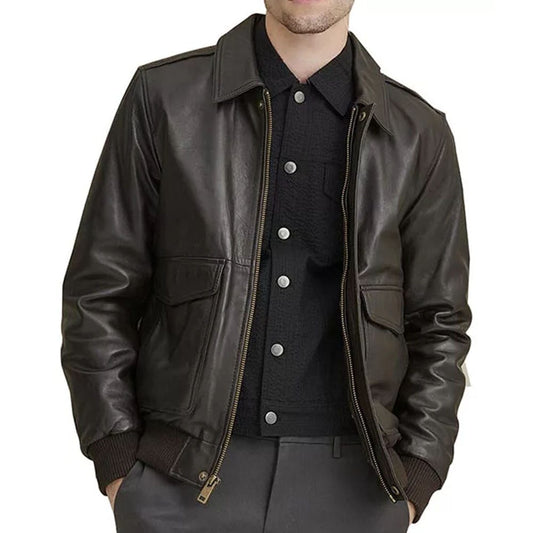 Men's Brown A-2 Flight Aviator Jacket Brown A-2 Flight Aviator Jacket