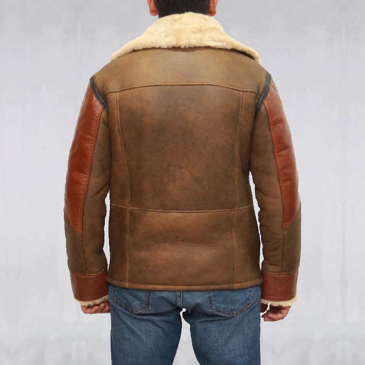 Men's Brown Sheepskin Bomber Jacket