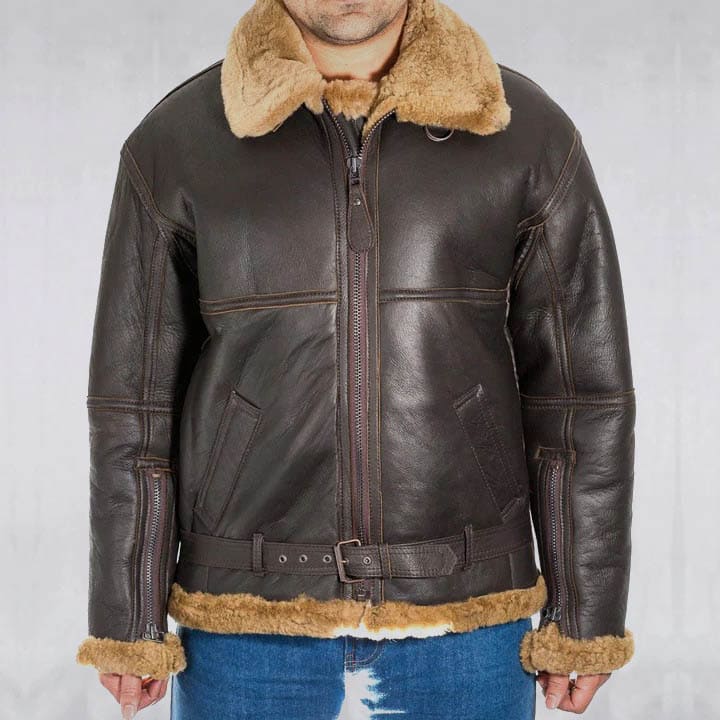 Brown Sheepskin Flying Jacket