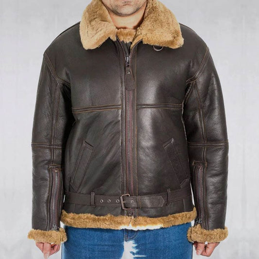 Men's Brown Sheepskin WW2 RAF Flying Jacket Brown Sheepskin Flying Jacket