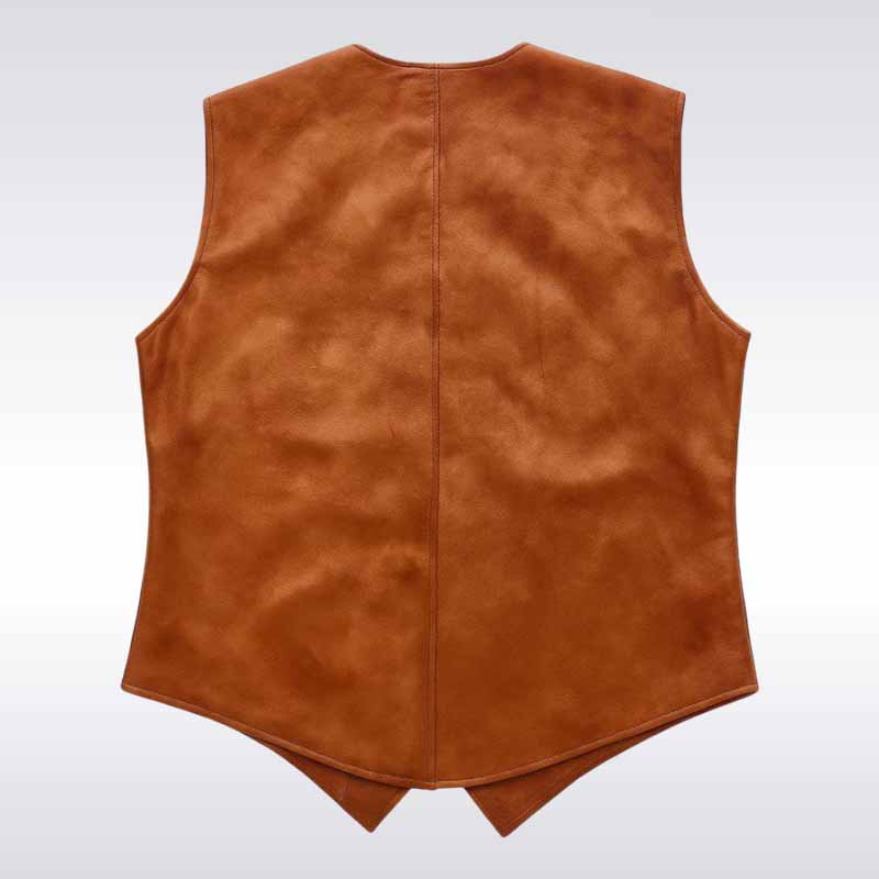Men’s Brown Vintage Leather Vest Western Style Waistcoat