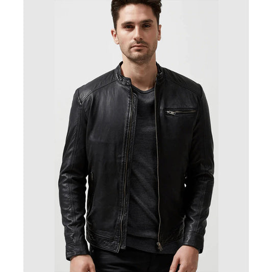 Men's Classic Black Leather Jacket Black Leather Jacket
