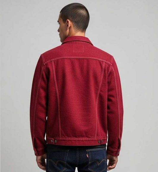 Mens Classic Red Denim Jacket
