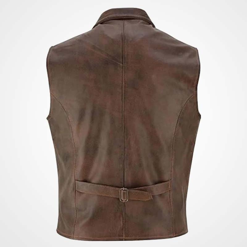 Men’s Cowhide Motorcycle Leather Vest Waistcoat